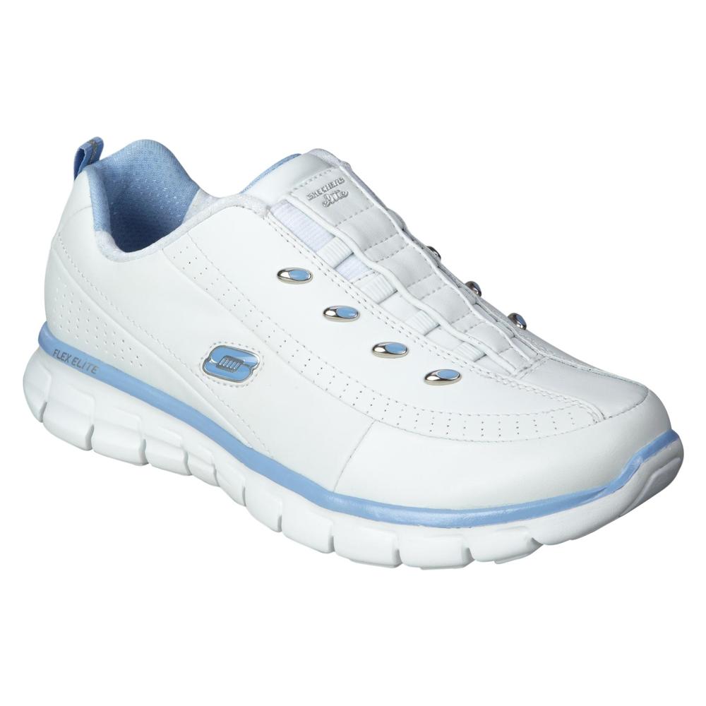 Skechers Women's Elite Status White/Blue Athletic Shoe