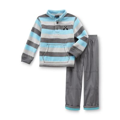 WonderKids Infant & Toddler Boy's Henley Shirt & Khaki Pants - Striped