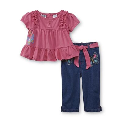 Baby Togs Infant & Toddler Girl's Short-Sleeve Top & Jeans - Butterfly