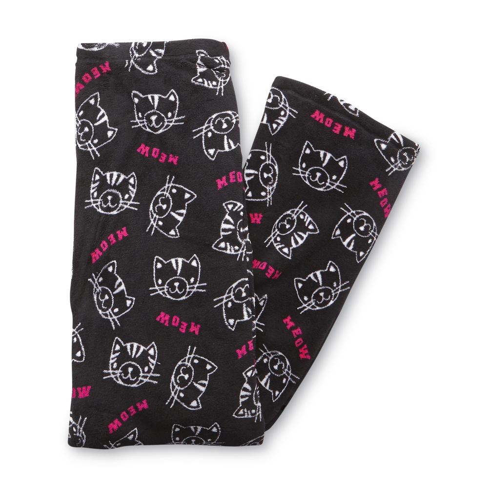 Joe Boxer Women's Pajama Top  Printed Fleece Pants & Slippers - Meow