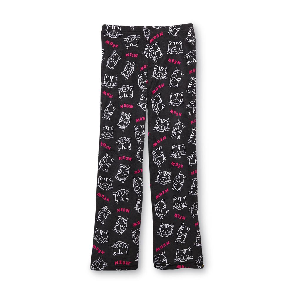 Joe Boxer Women's Pajama Top  Printed Fleece Pants & Slippers - Meow