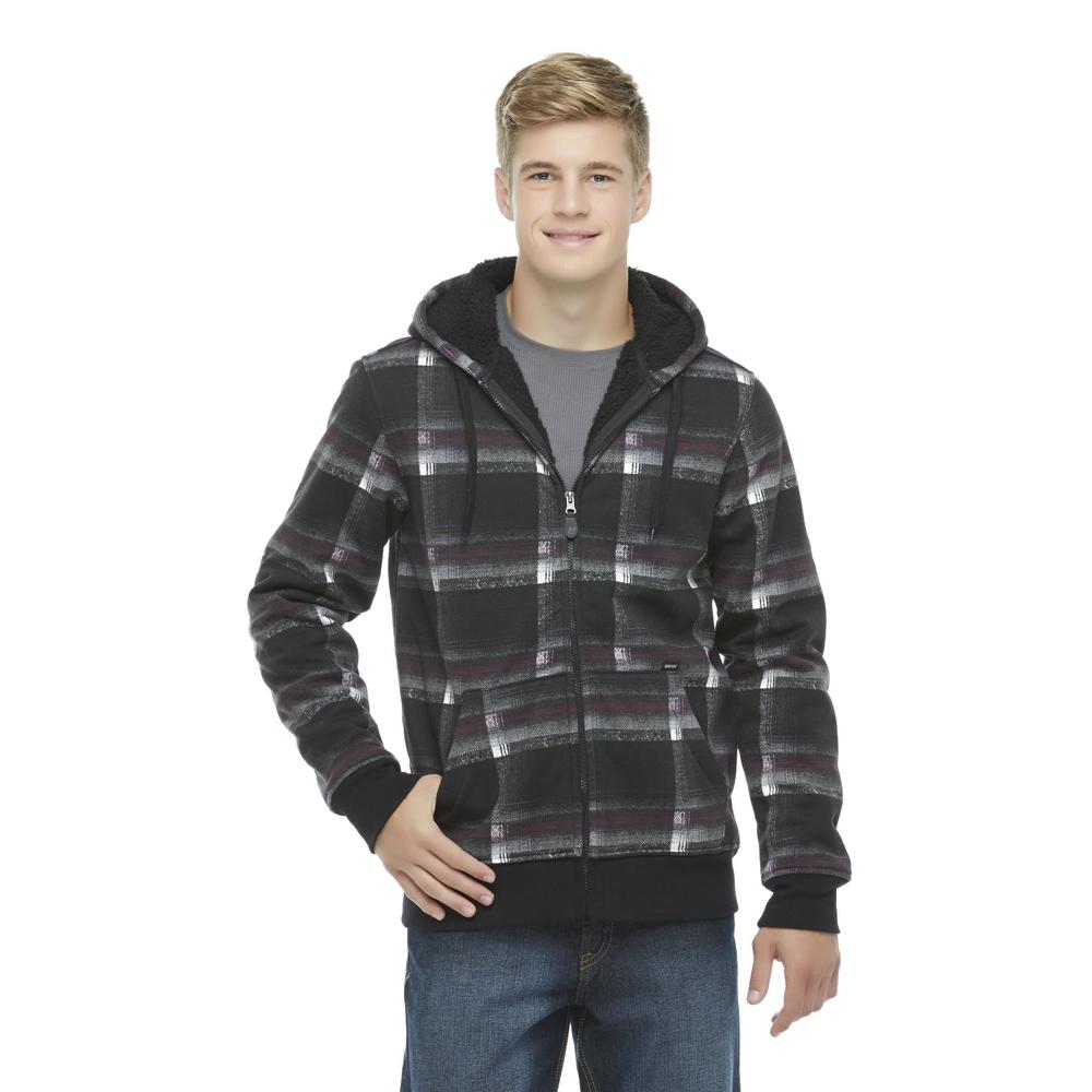 Amplify Young Men's Fleece-Lined Hoodie Jacket - Plaid