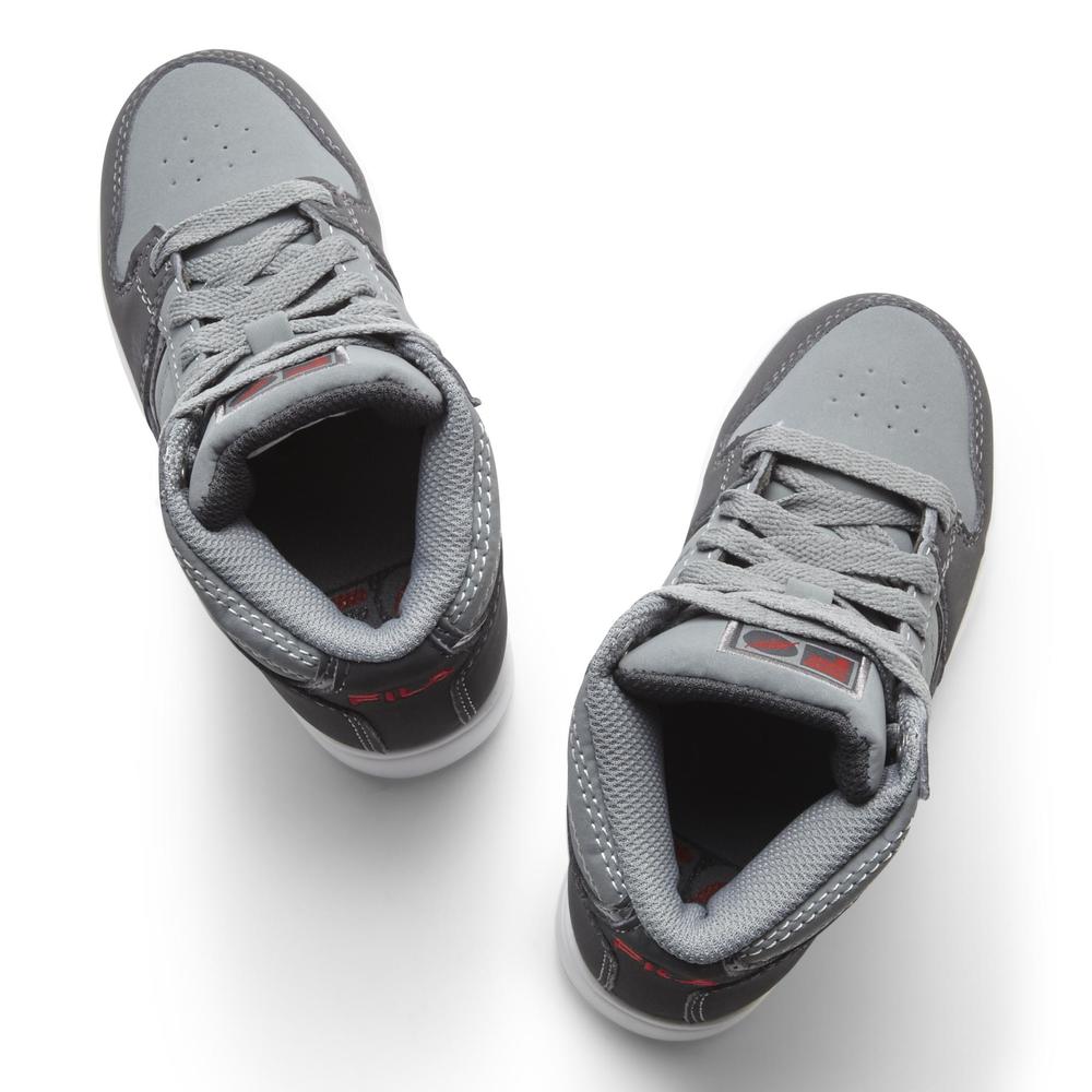 Fila Boy's G300 Neon Classic Gray/Charcoal/Red High-Top Sneaker