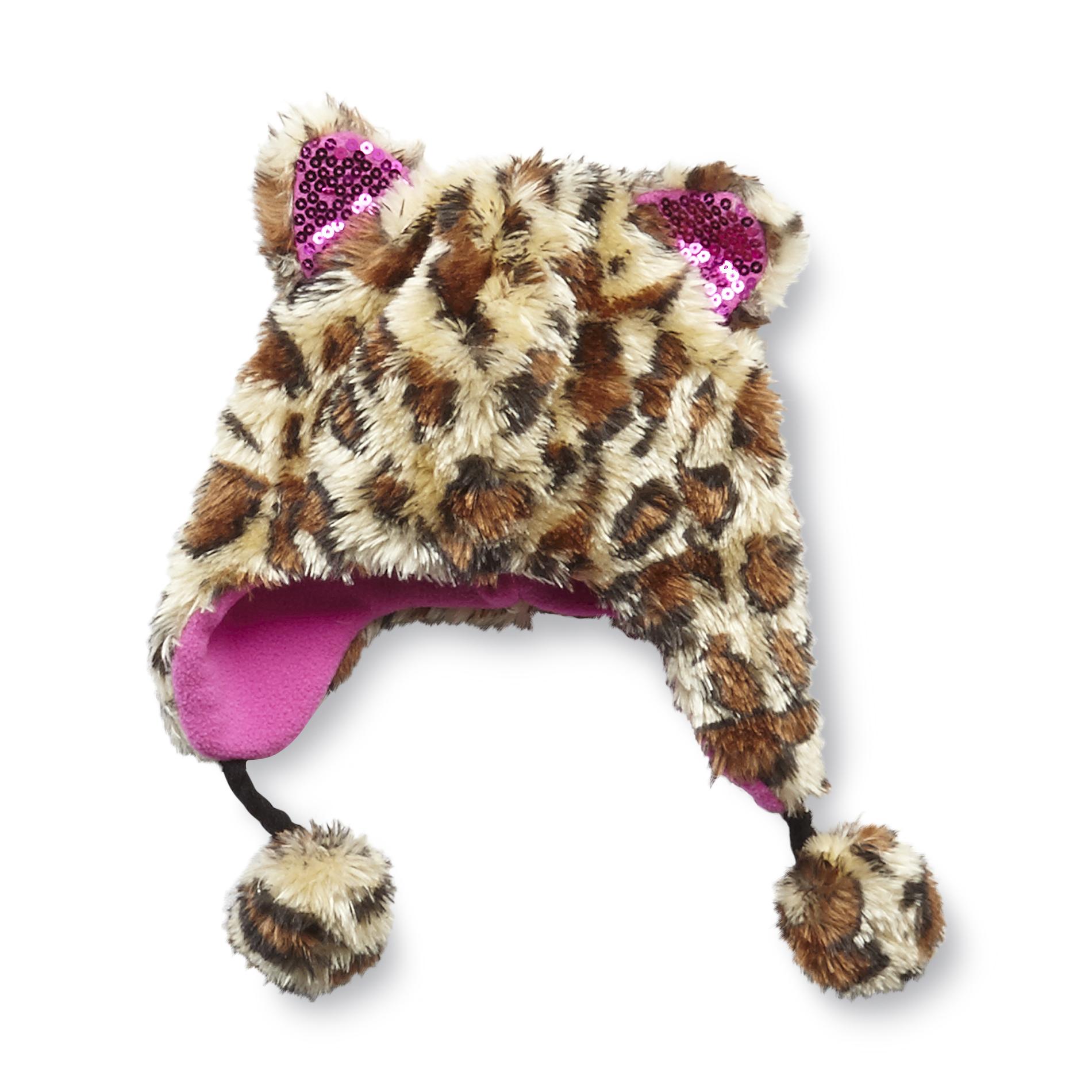 Athletech Girl's Faux Fur Winter Hat - Cheetah Print