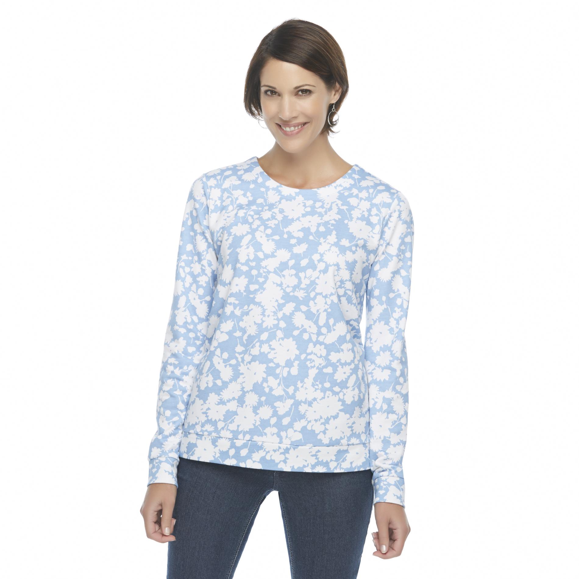 Laura Scott Women's French Terry Knit Sweatshirt - Floral Print