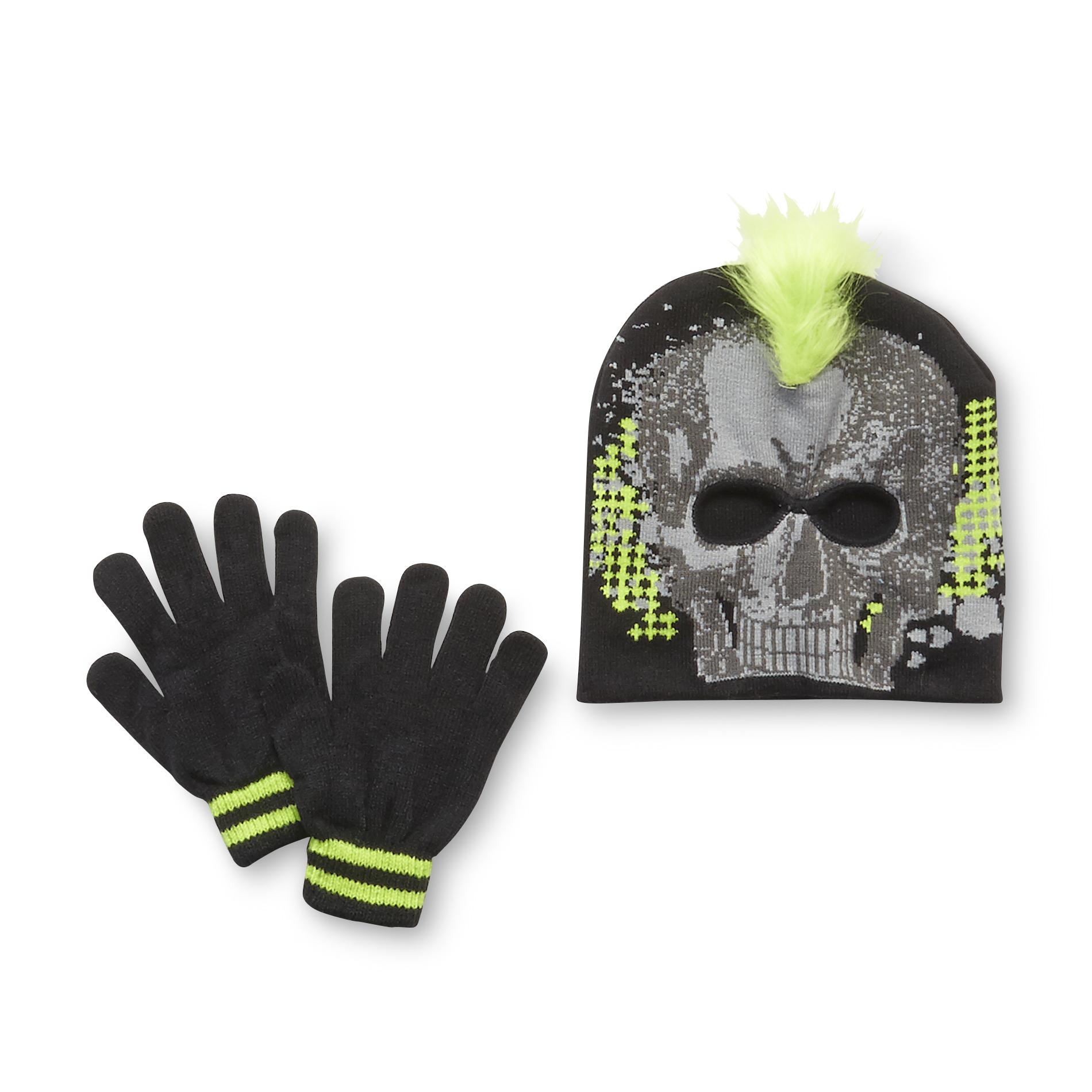 Athletech Boy's Knit Ski Mask & Gloves - Skull