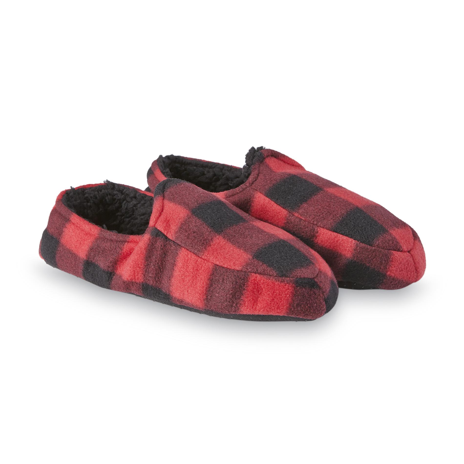 Joe Boxer Men's Red/Plaid Fleece Slipper