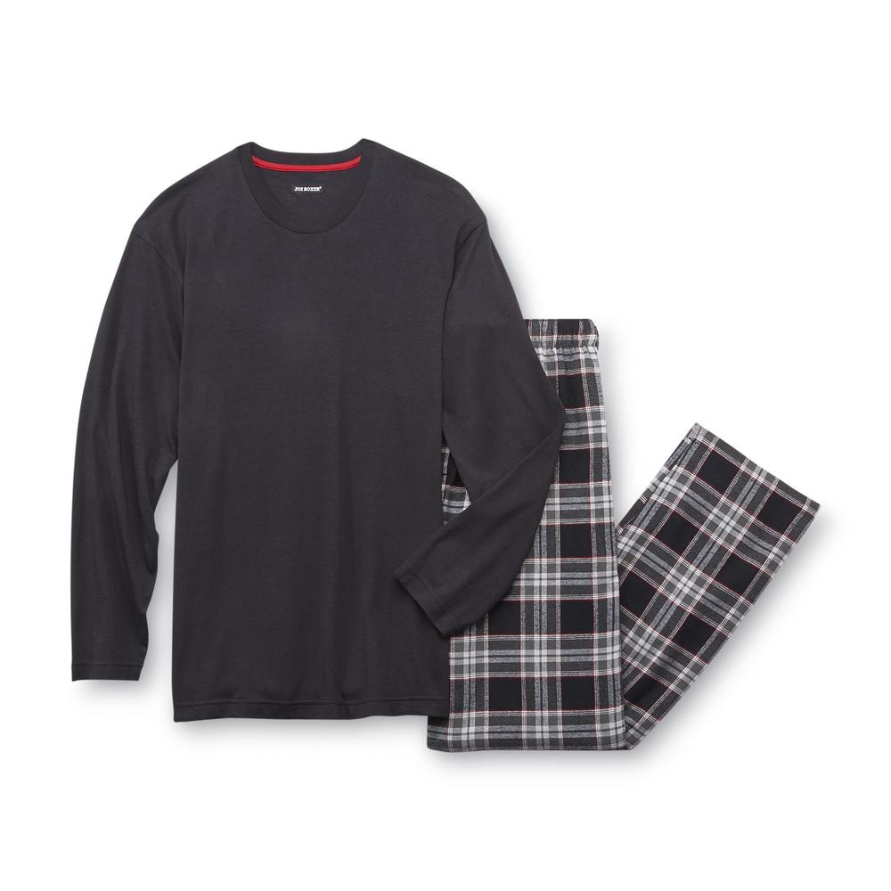 Joe Boxer Men's Knit Pajama Shirt & Flannel Pants - Plaid