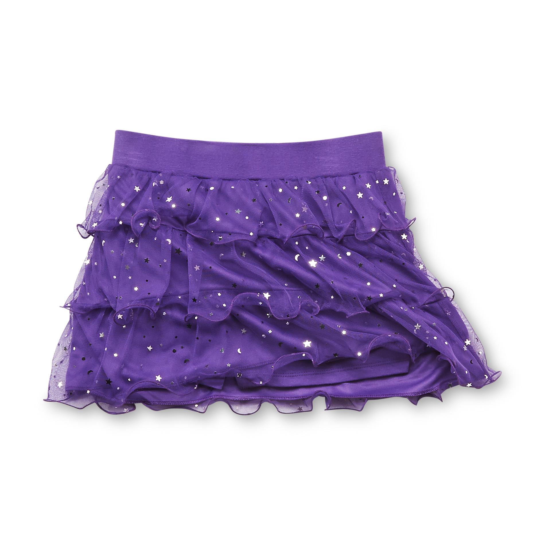 Holiday Editions Girl's Embellished Tiered Scooter Skirt - Stars & Moons