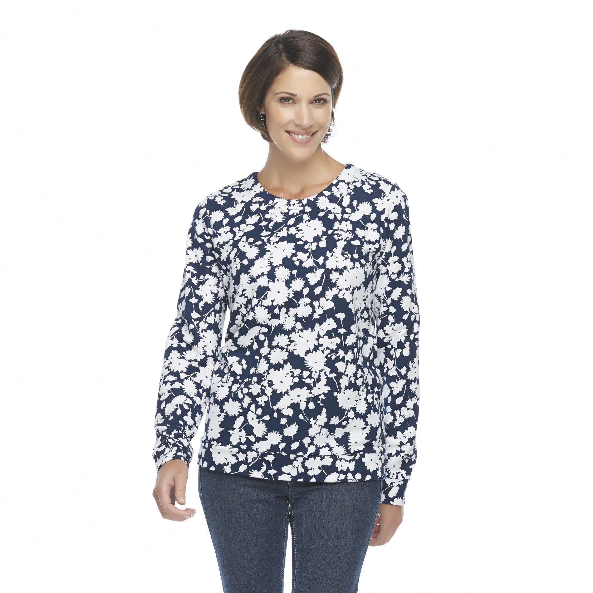 Laura Scott Women's French Terry Knit Sweatshirt - Floral Print