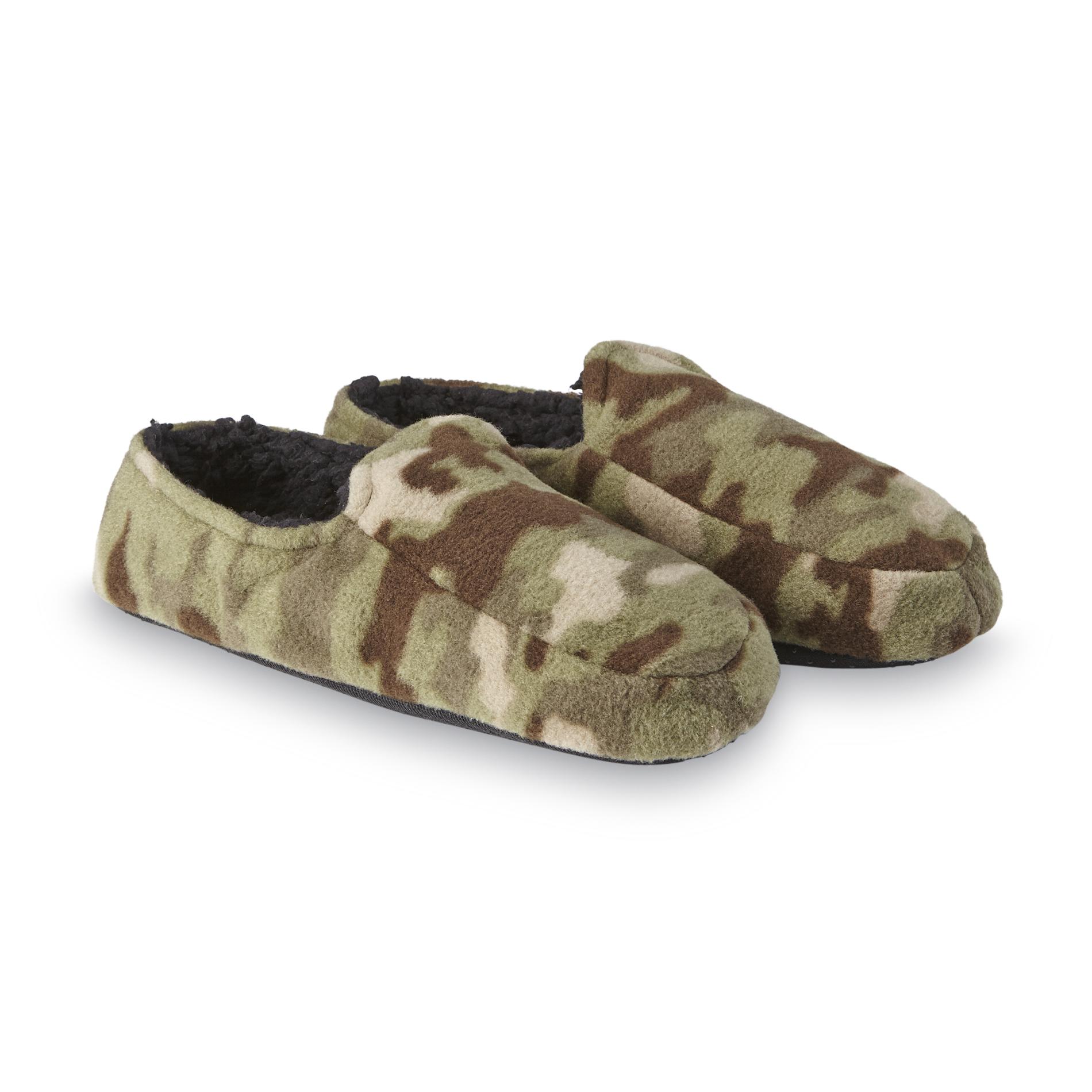 Joe Boxer Men's Green/Camo Fleece Slipper