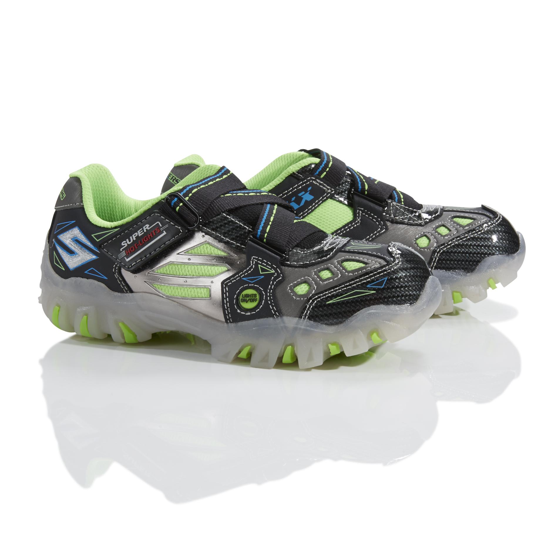Skechers Boy's Street Lightz Black/Green Athletic Shoe