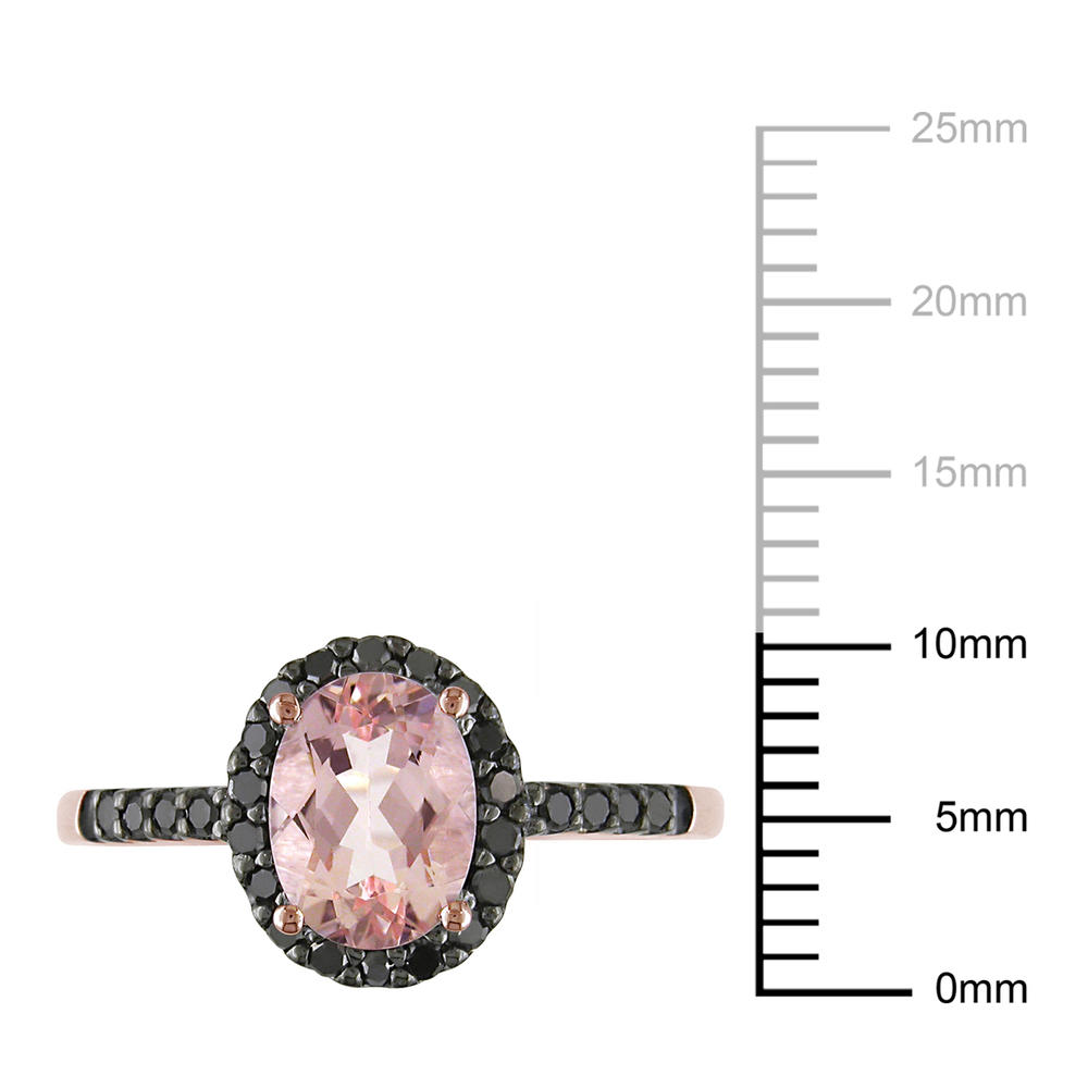 14k Rose Gold 1.15 cttw Morganite and 0.26 cttw Black Diamond Cocktail Ring