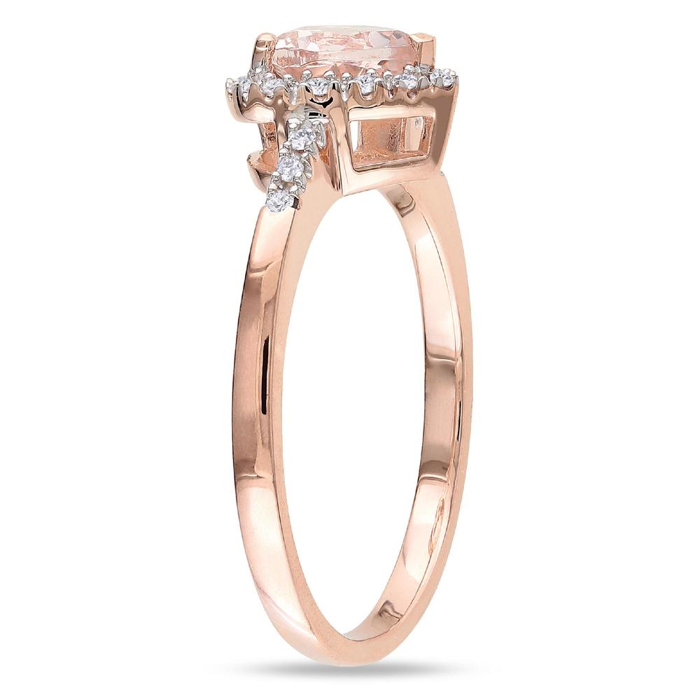 10k Rose Gold 0.65 cttw Morganite and 0.08 cttw Diamond Promise Ring