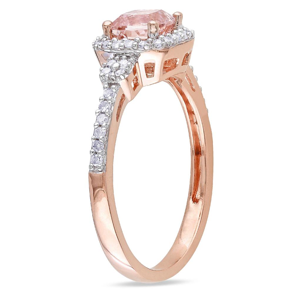 10k Rose Gold 0.55 cttw Morganite and 0.2 cttw Diamond Fashion Ring