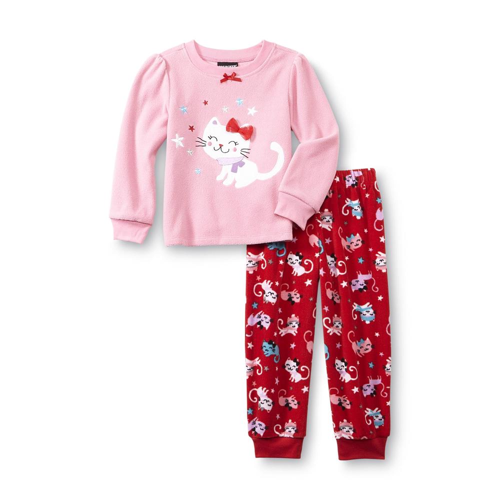 Joe Boxer Toddler Girl's Microfleece Pajama Top & Pants - Kitten