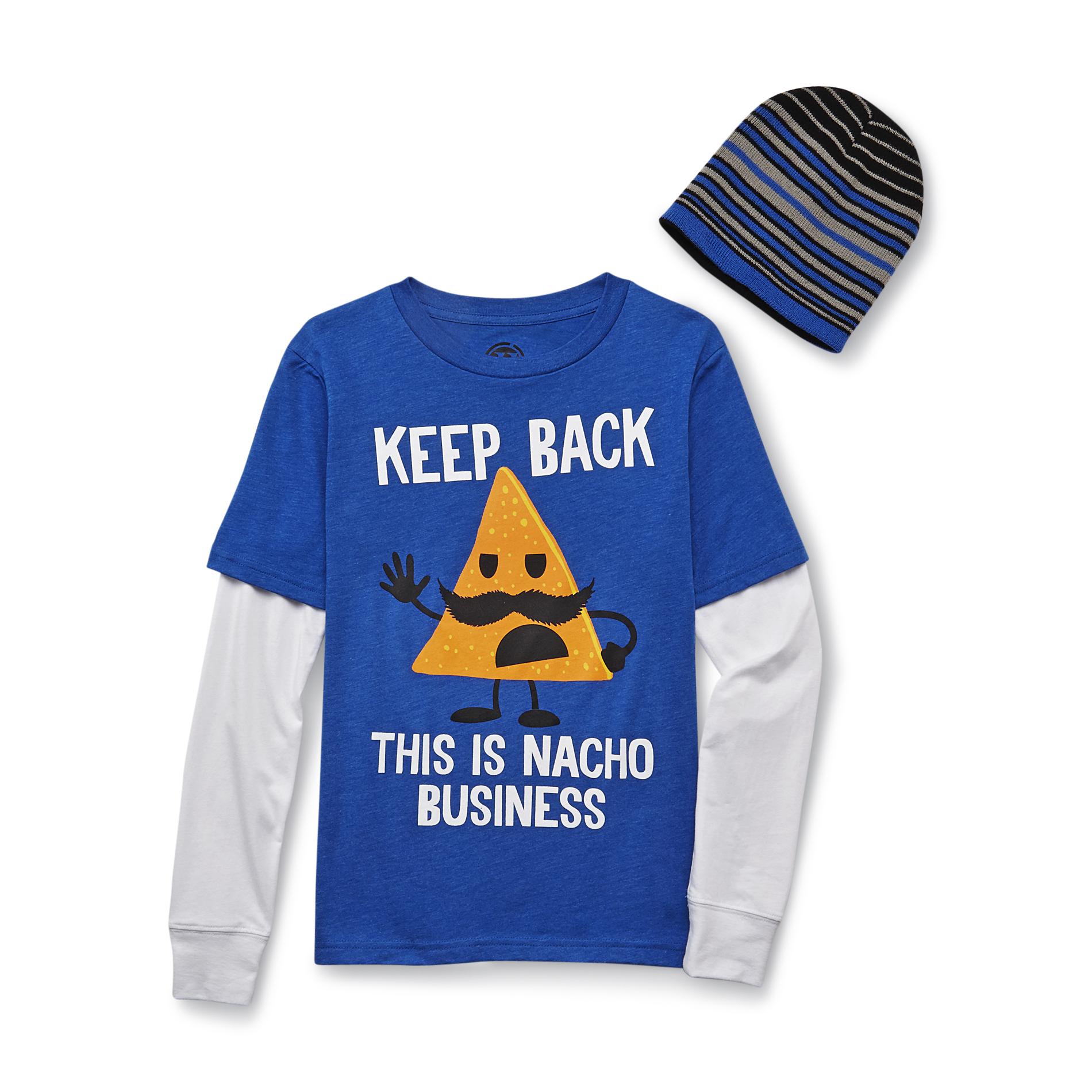 Hybrid Boy's Long-Sleeve Graphic T-Shirt & Hat - Nacho Business