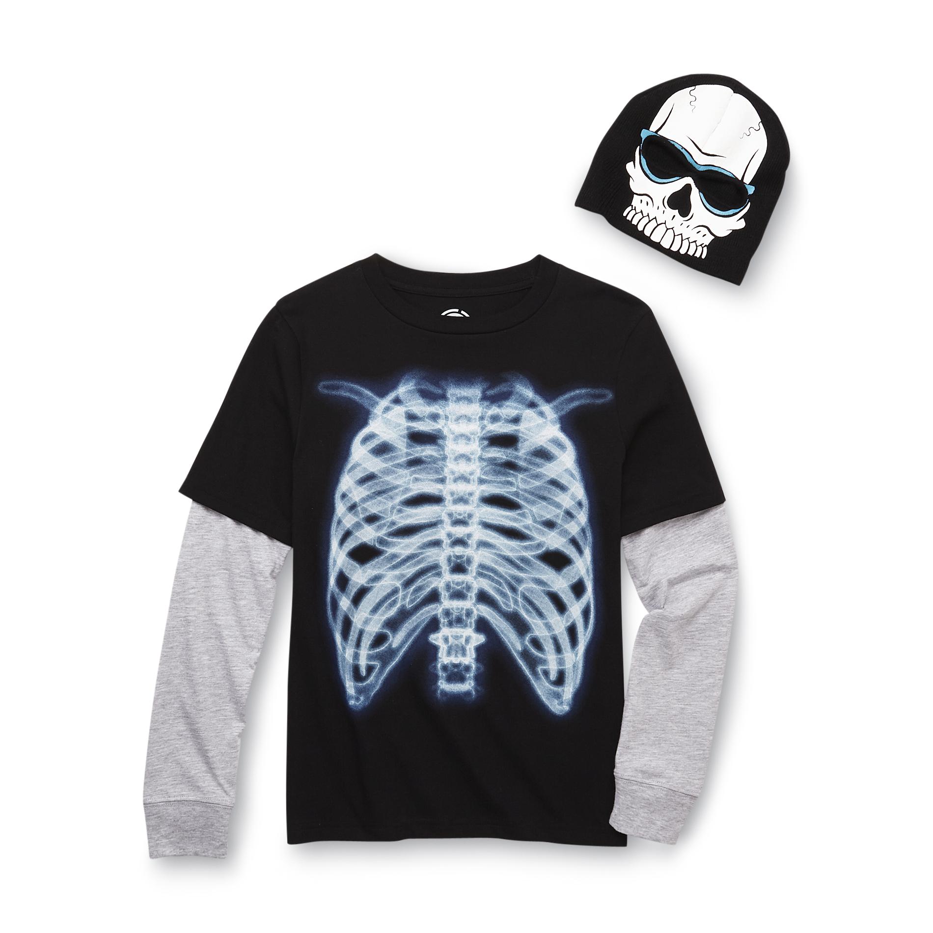 Hybrid Boy's Long-Sleeve Graphic T-Shirt & Hat - Skeleton