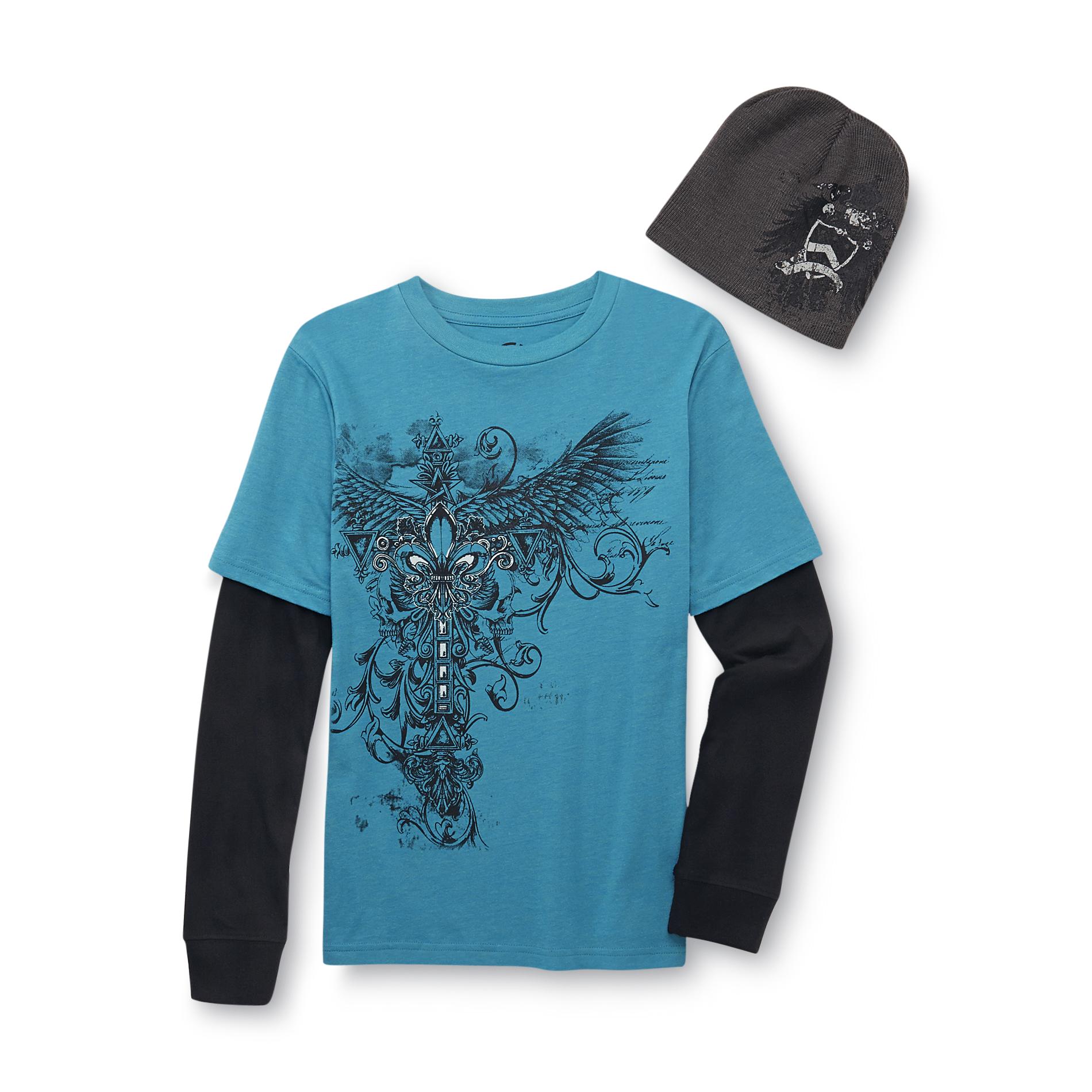 Hybrid Boy's Long-Sleeve Graphic T-Shirt & Hat - Gothic Design