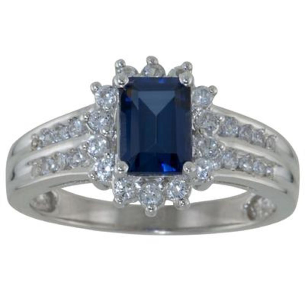 Lab Created Sapphire & Diamond Accent Ring in Sterling Silver
