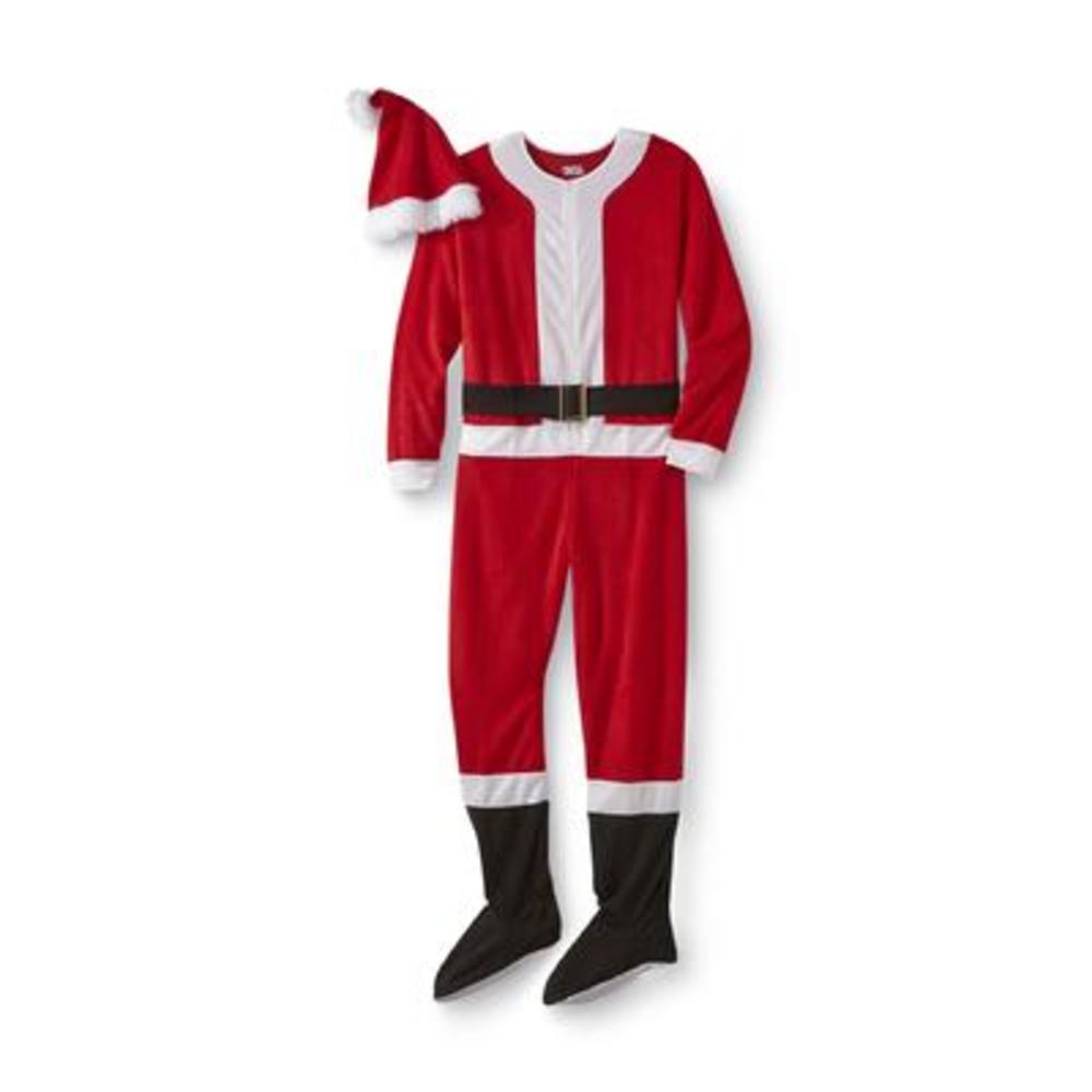 Joe Boxer Men's Christmas Footed Pajamas & Hat - Santa