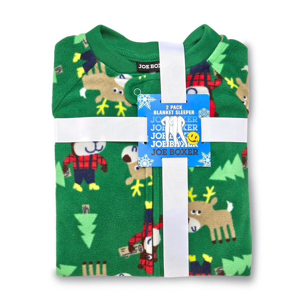 Joe Boxer Toddler Boy's 2-Pack Christmas Footed Sleeper Pajamas - Striped