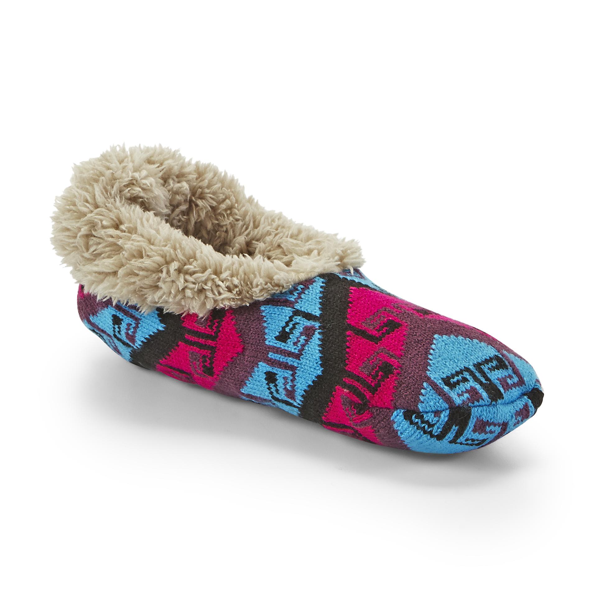 Joe Boxer Women's Cable Knit Slipper Socks - Tribal Print