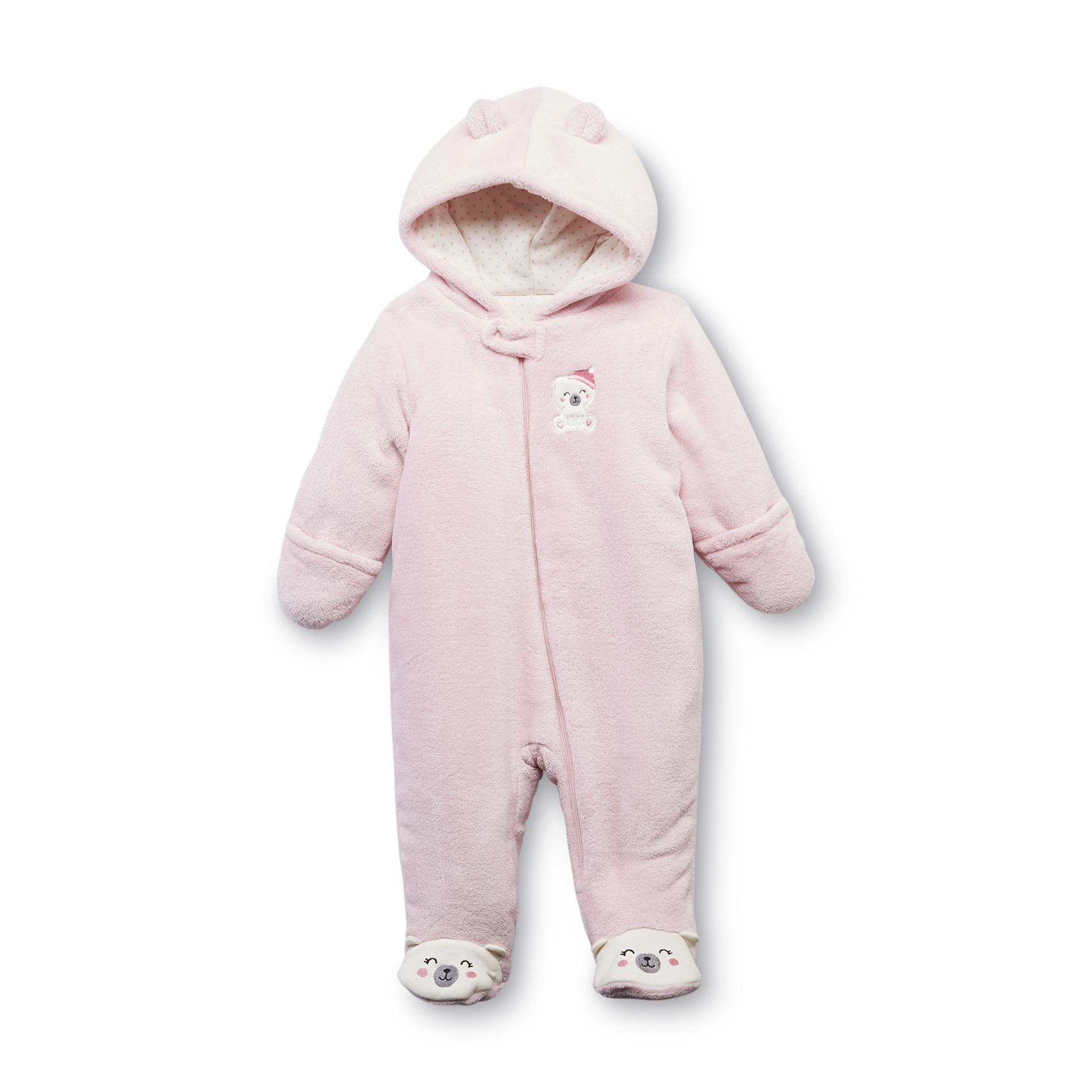 Little Wonders Newborn Girl's Hooded Pram Suit - Bear