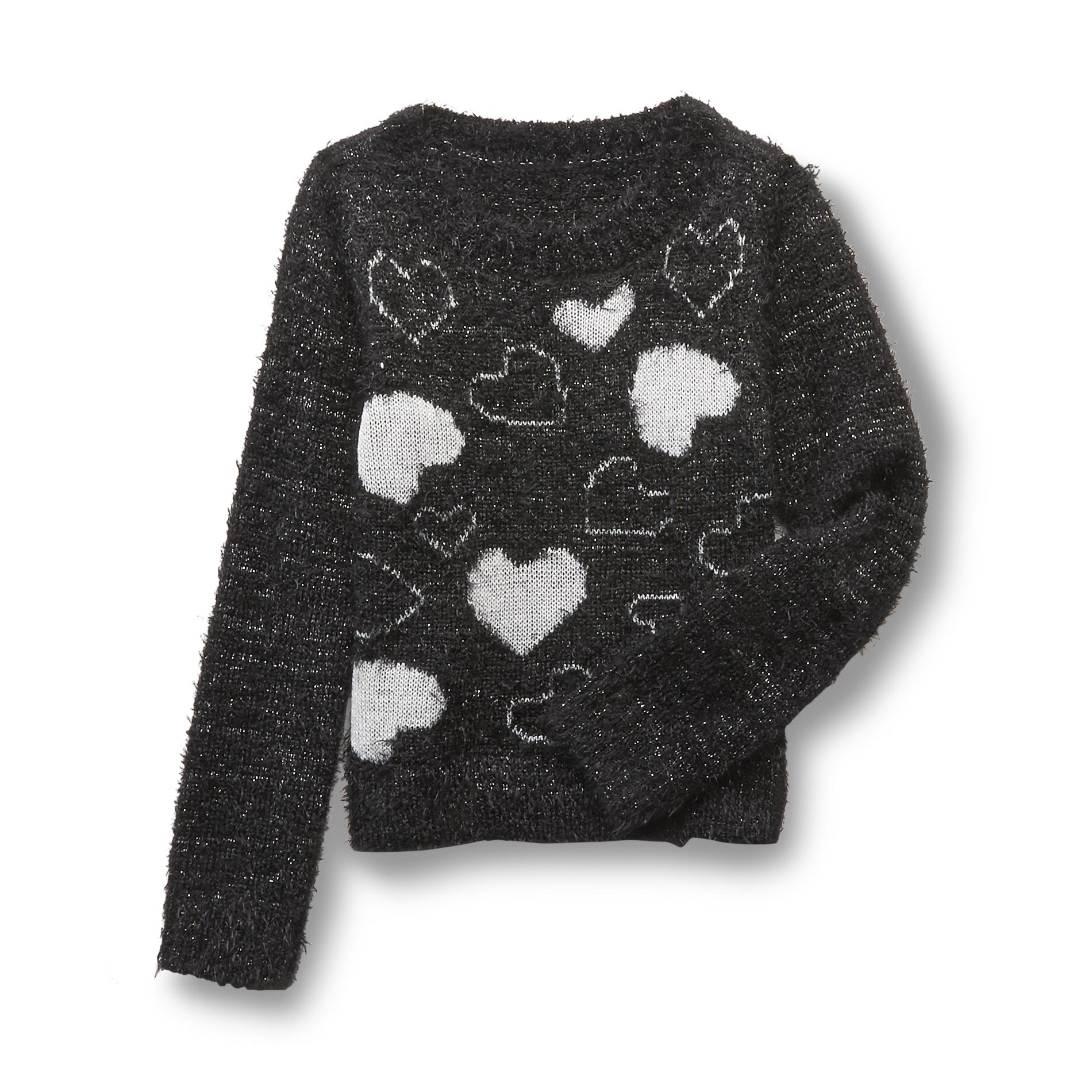 Piper Girl's Feathered Knit Sweater - Heart