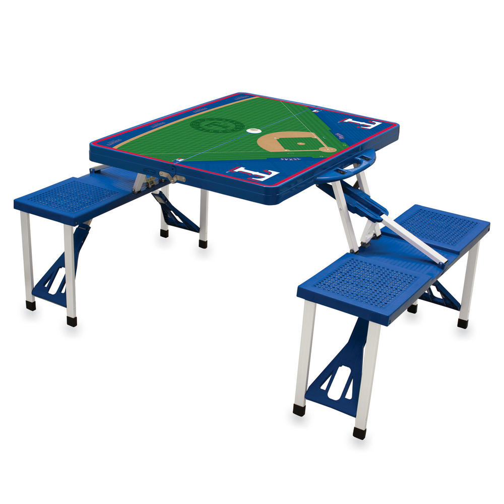 Picnic Time Texas Rangers Picnic Table Portable Folding Table with Seats