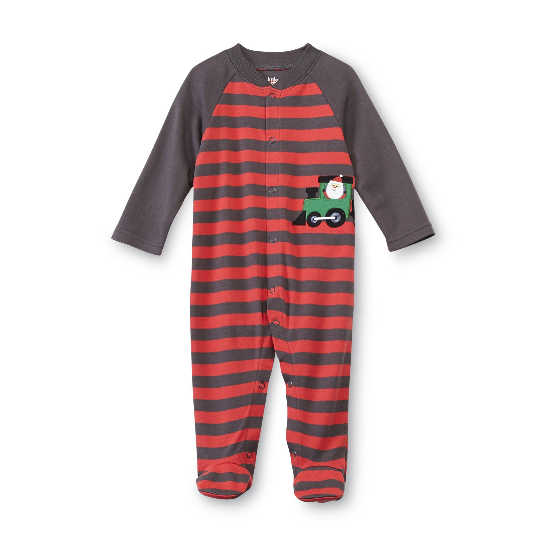 Little Wonders Newborn Boy's Christmas Footed Pajamas - Santa Train