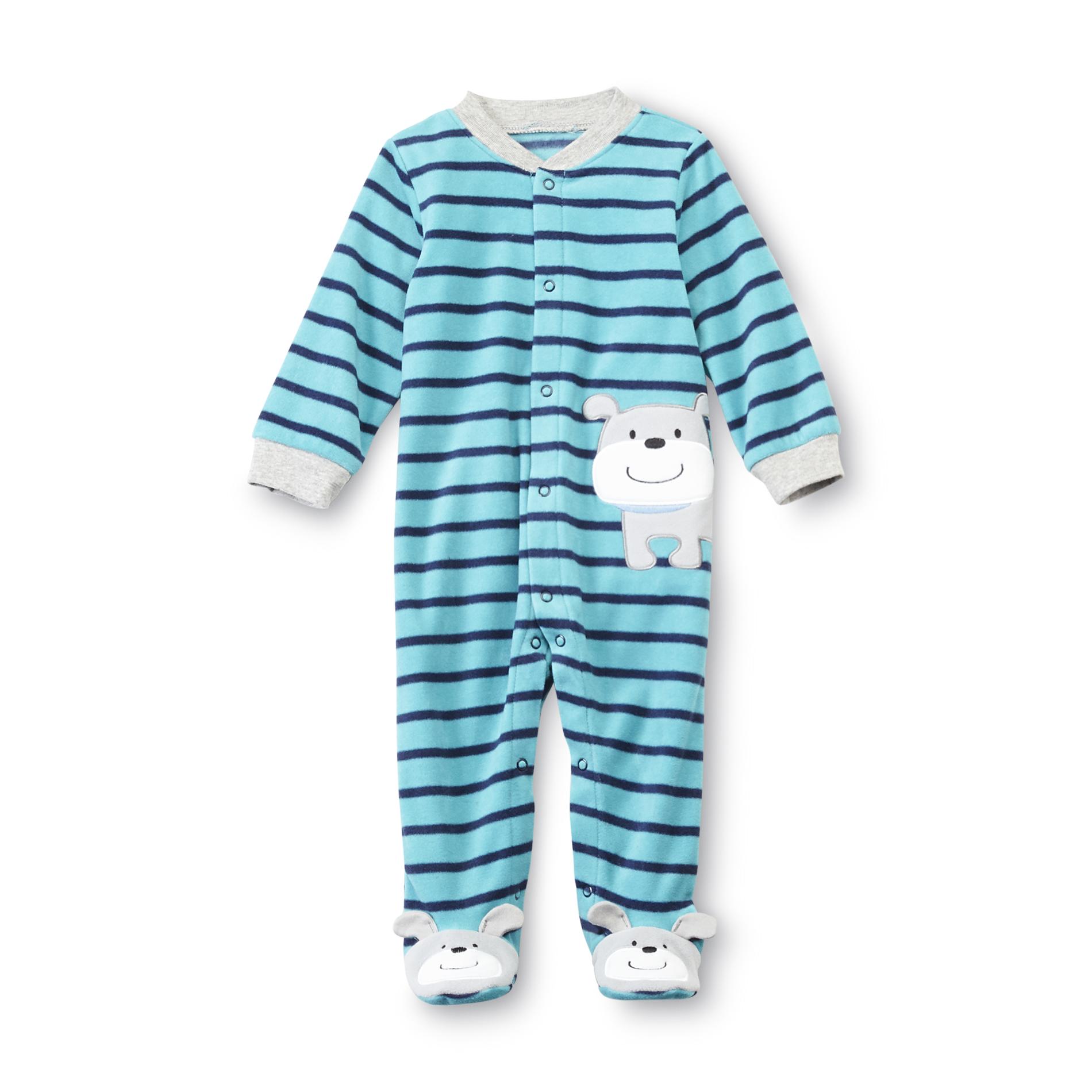 Little Wonders Newborn Boy's Striped Footed Pajamas - Dog
