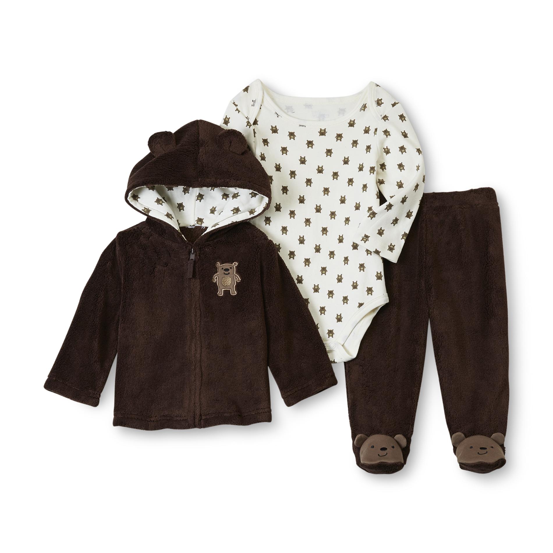 Little Wonders Newborn & Infant Boy's Hooded Jacket  Bodysuit & Pants - Bear