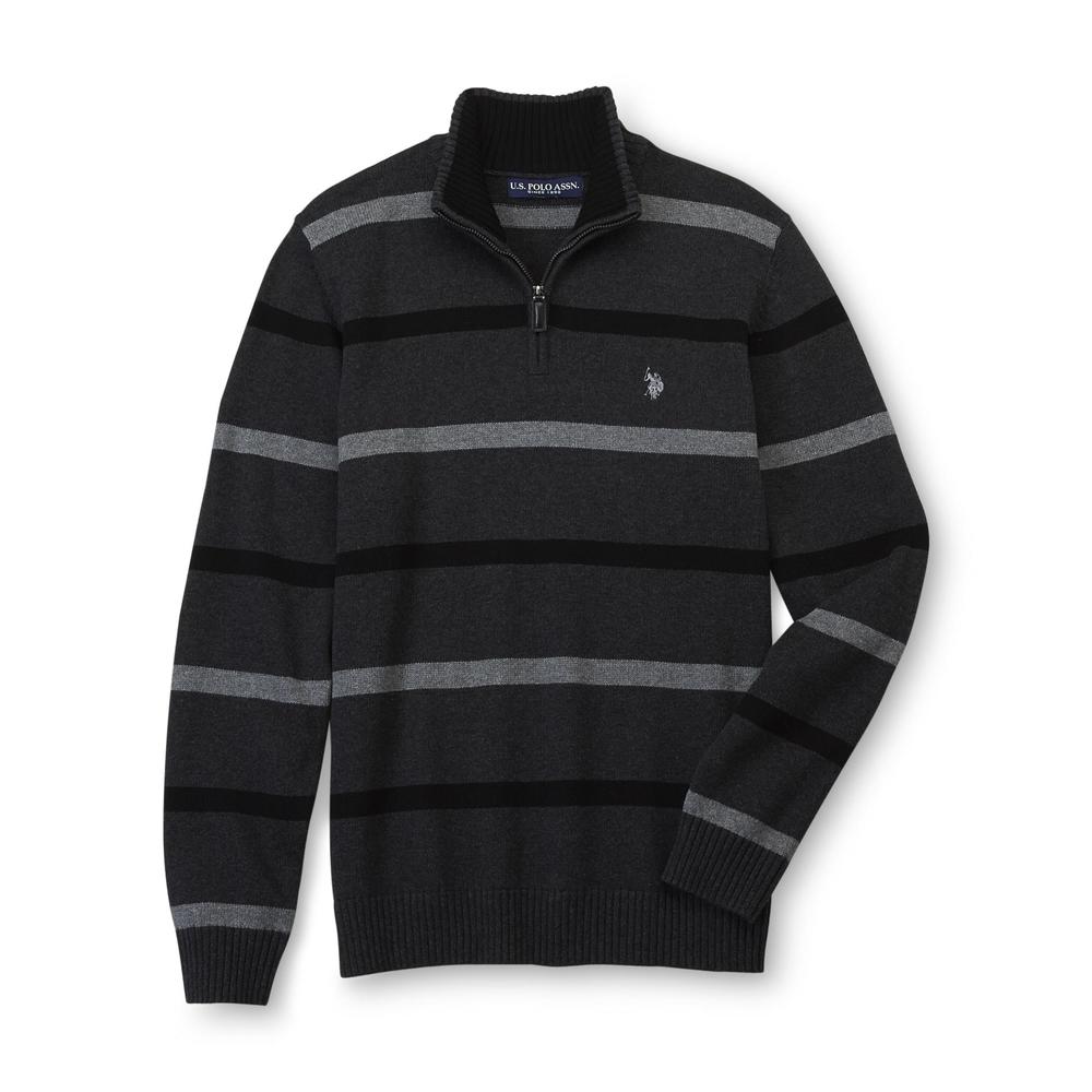 U.S. Polo Assn. Men's Quarter-Zip Mock Neck Sweater - Striped