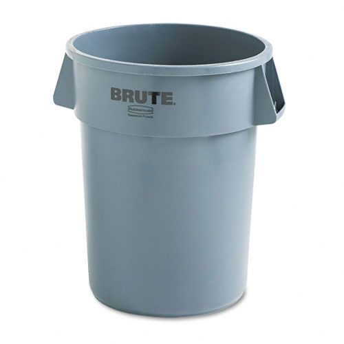 Rubbermaid RCP264300GY Brute Round Plastic Refuse Container, 44gal, Gray
