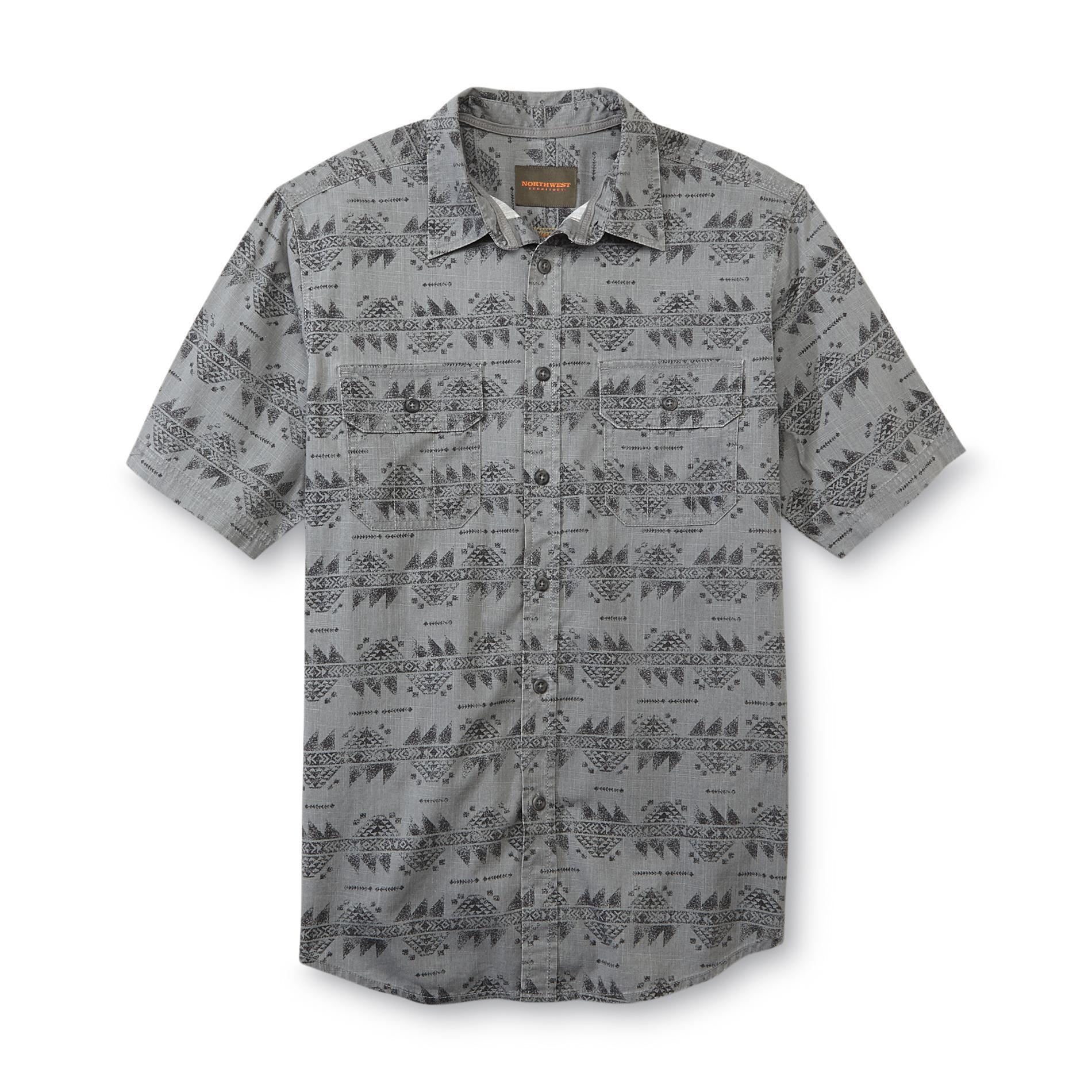 Northwest Territory Men's Short-Sleeve Crosshatch Button-Front Shirt - Tribal Print