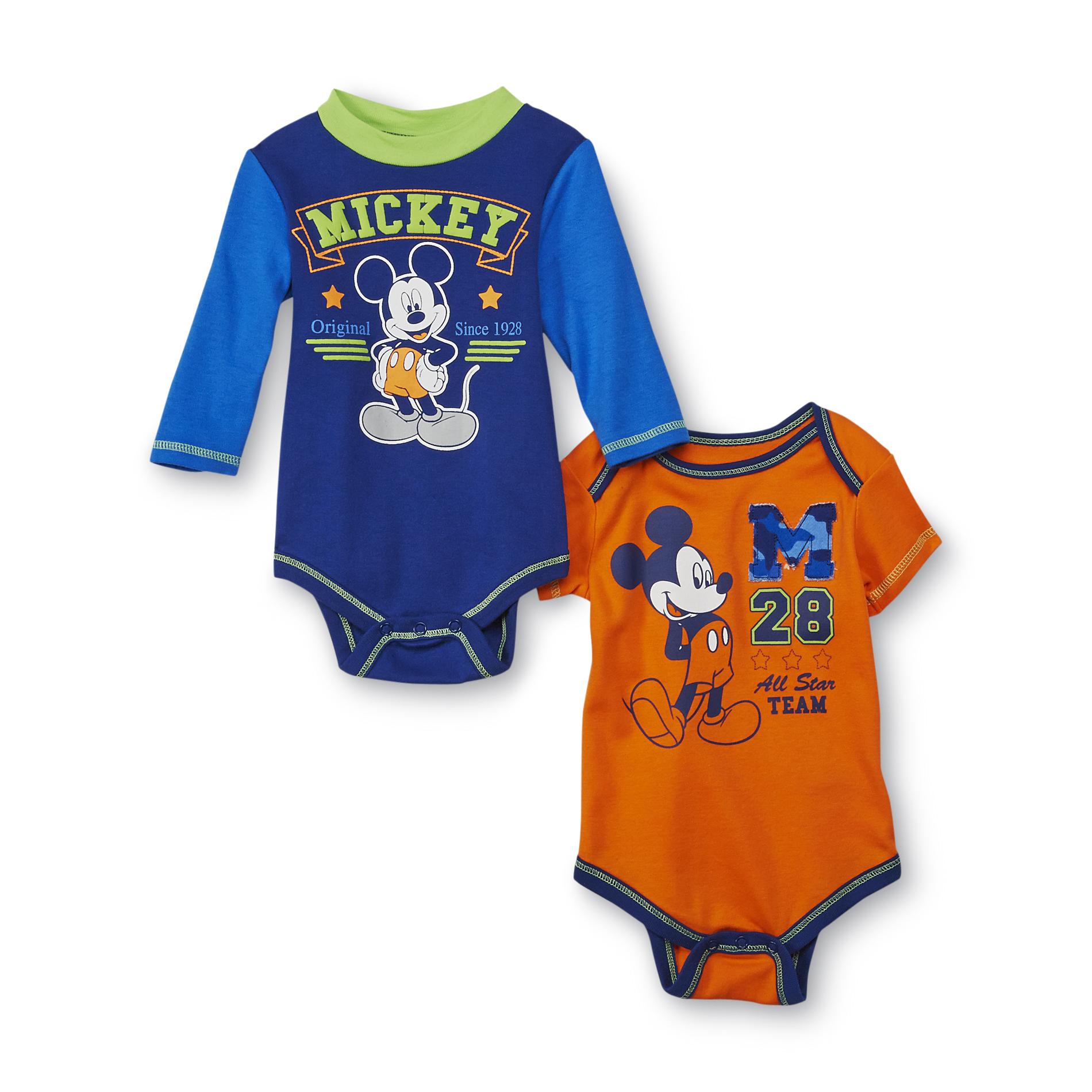 Disney Mickey Mouse Newborn Boy's 2-Pack Bodysuits