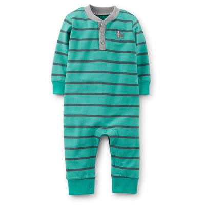 Carter's Newborn & Infant Boy's Striped Henley Jumpsuit - Puppy