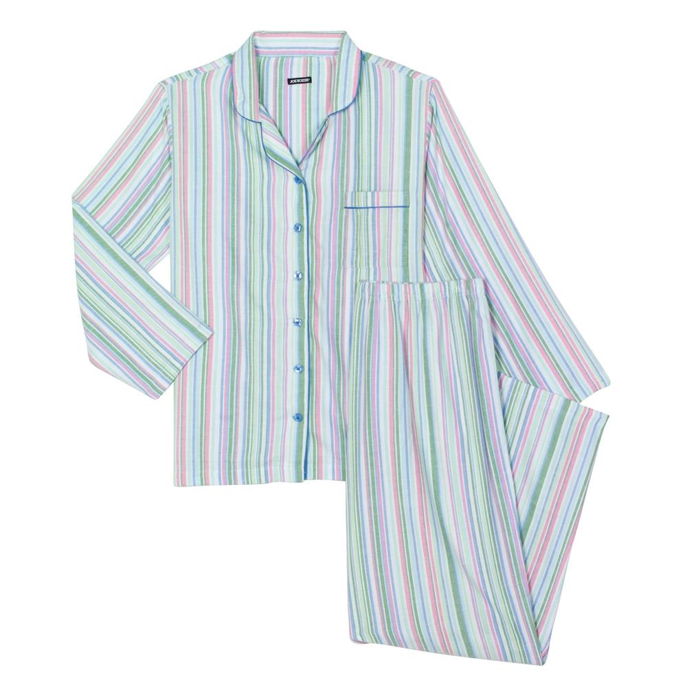 Joe Boxer Women's Flannel Striped Pajama Set