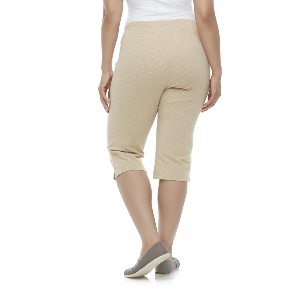 Basic Editions Women's Plus Capri Leggings - Polka Dot