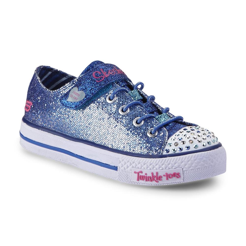 Skechers Girl's Twinkle Toes Sparkle Kiss Blue Light-Up Athletic Shoe
