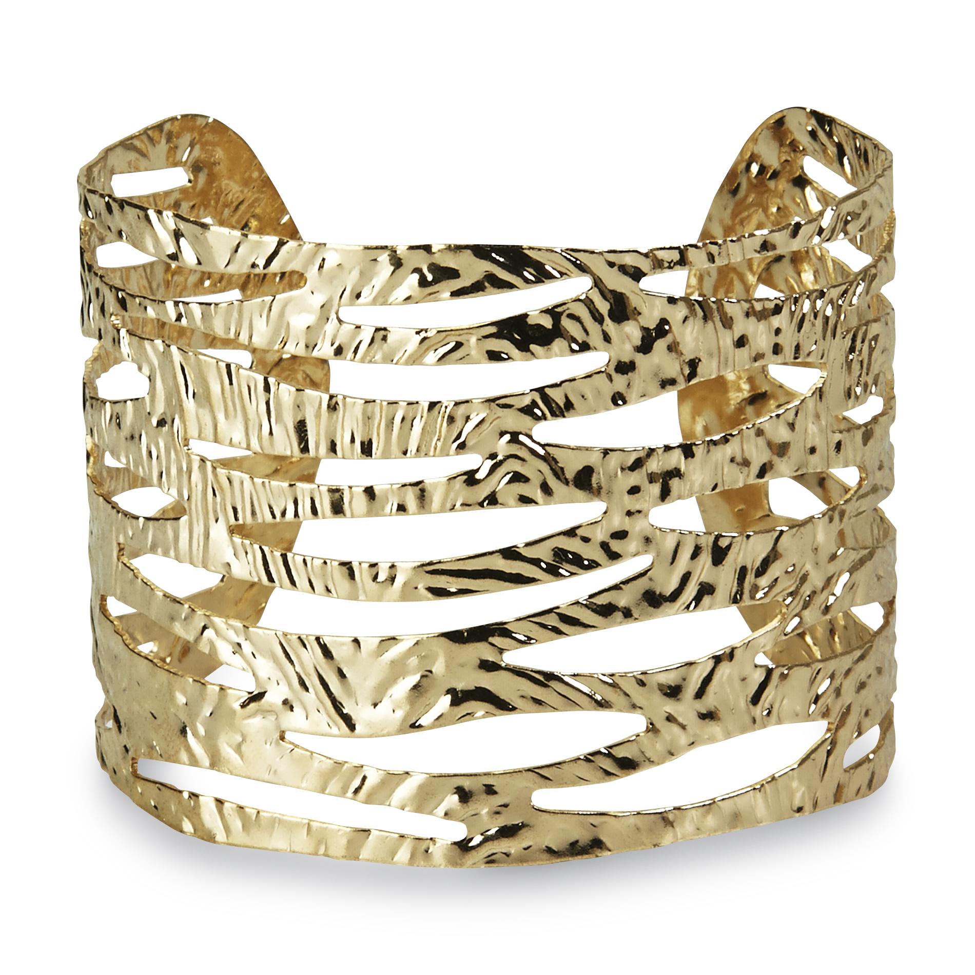 Attention Women's Hammered Goldtone Cuff Bracelet