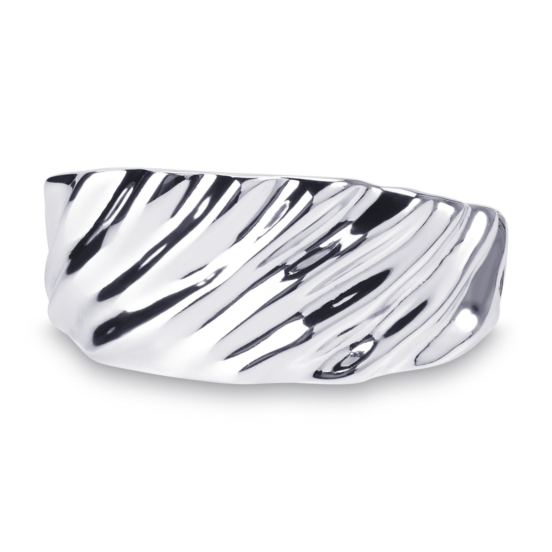 Attention Women's Textured Hinged Silvertone Cuff Bracelet