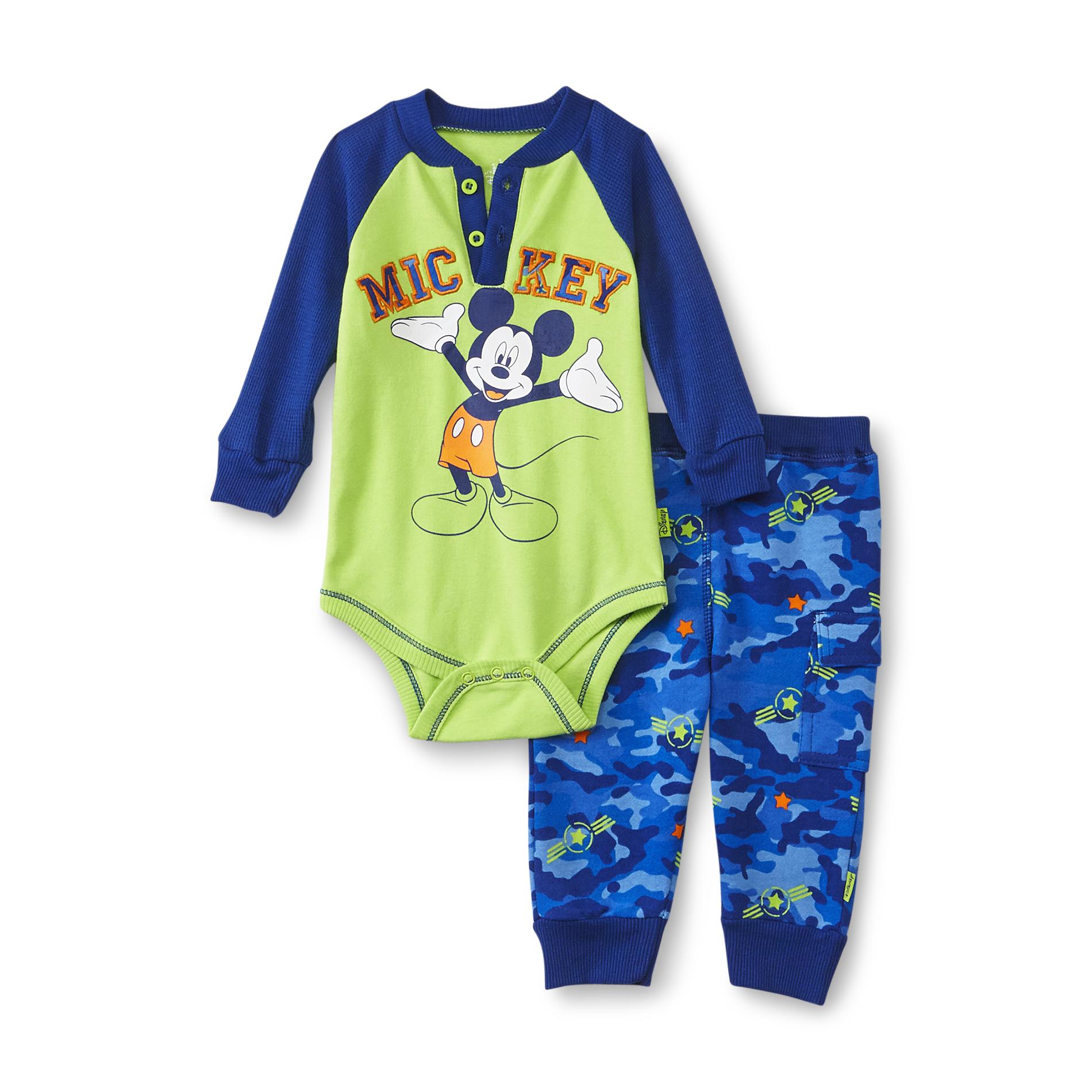 Disney Mickey Mouse Newborn Boy's Graphic Bodysuit & Cargo Pants