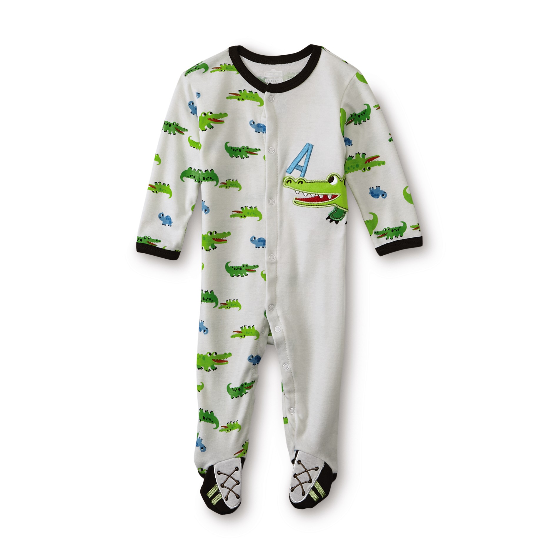 Sesame Street Newborn Boy's Footed Pajamas - Alligator