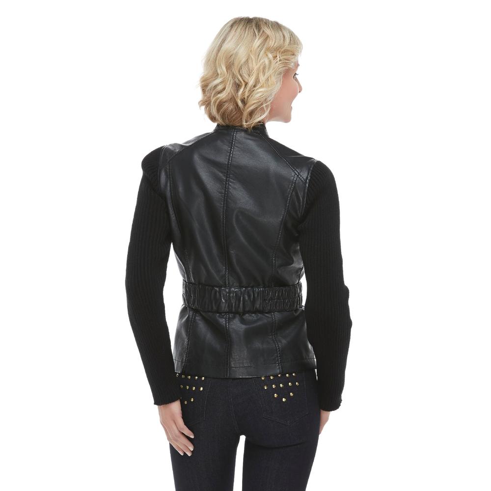 Jaclyn Smith Women's Belted Moto Jacket