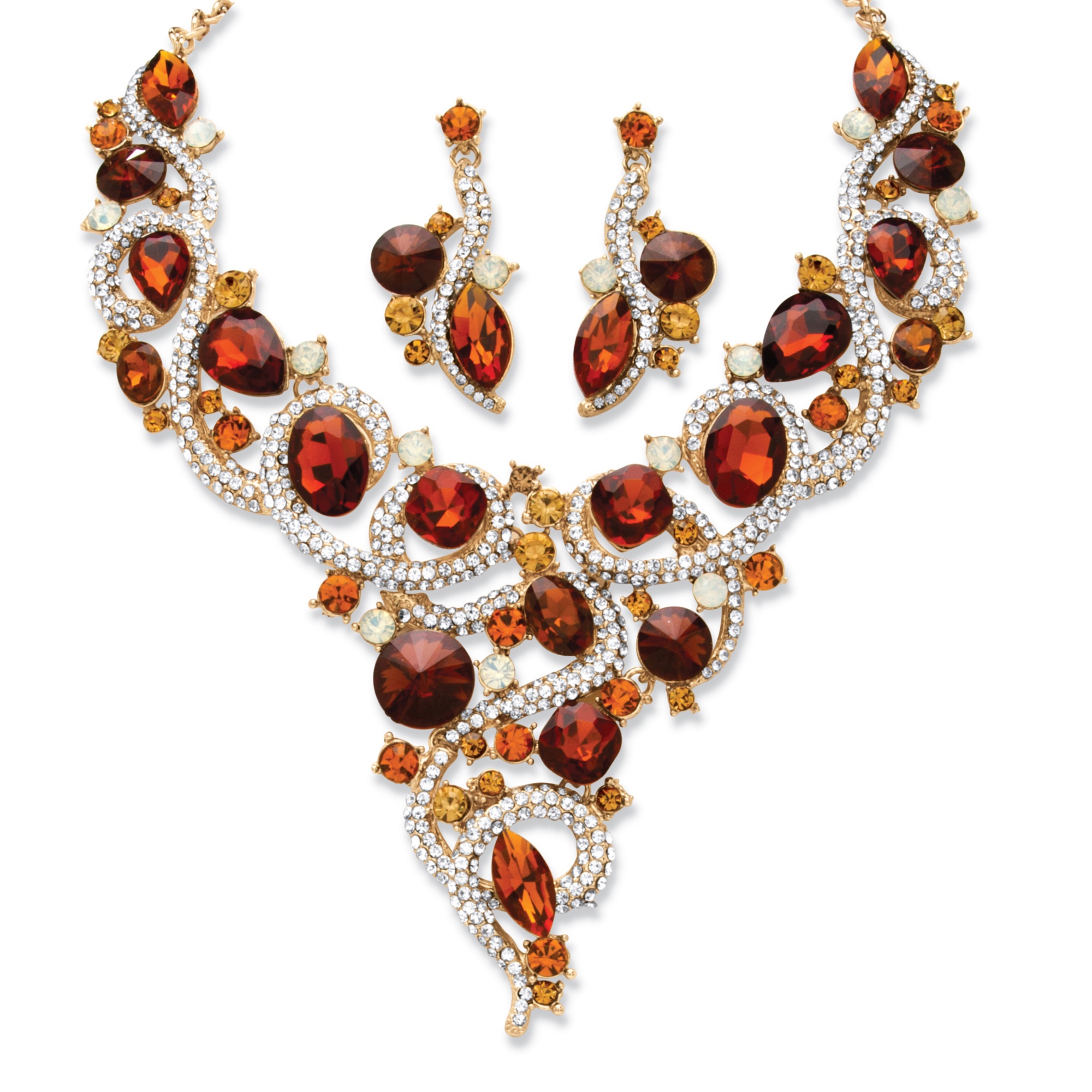 PalmBeach Jewelry 2 Piece Amber Crystal Necklace and ... (2000 x 2000 Pixel)