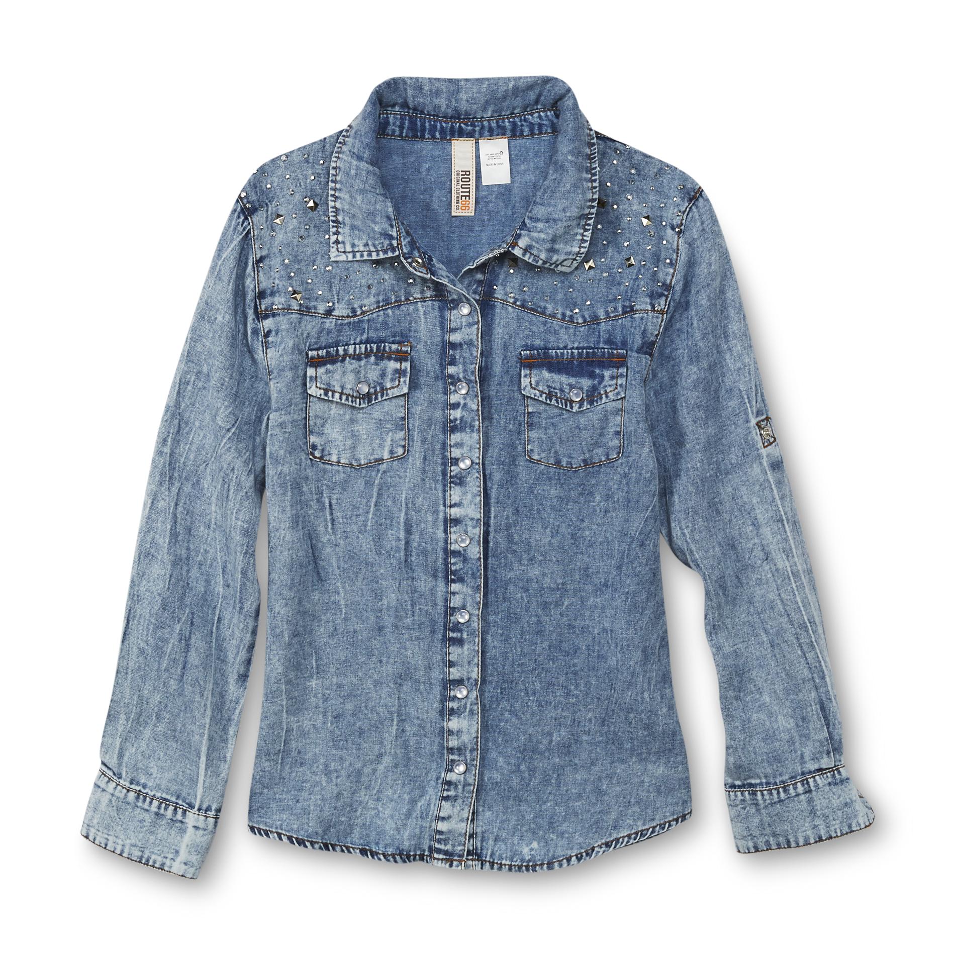 Route 66 Girl's Studded Chambray Shirt