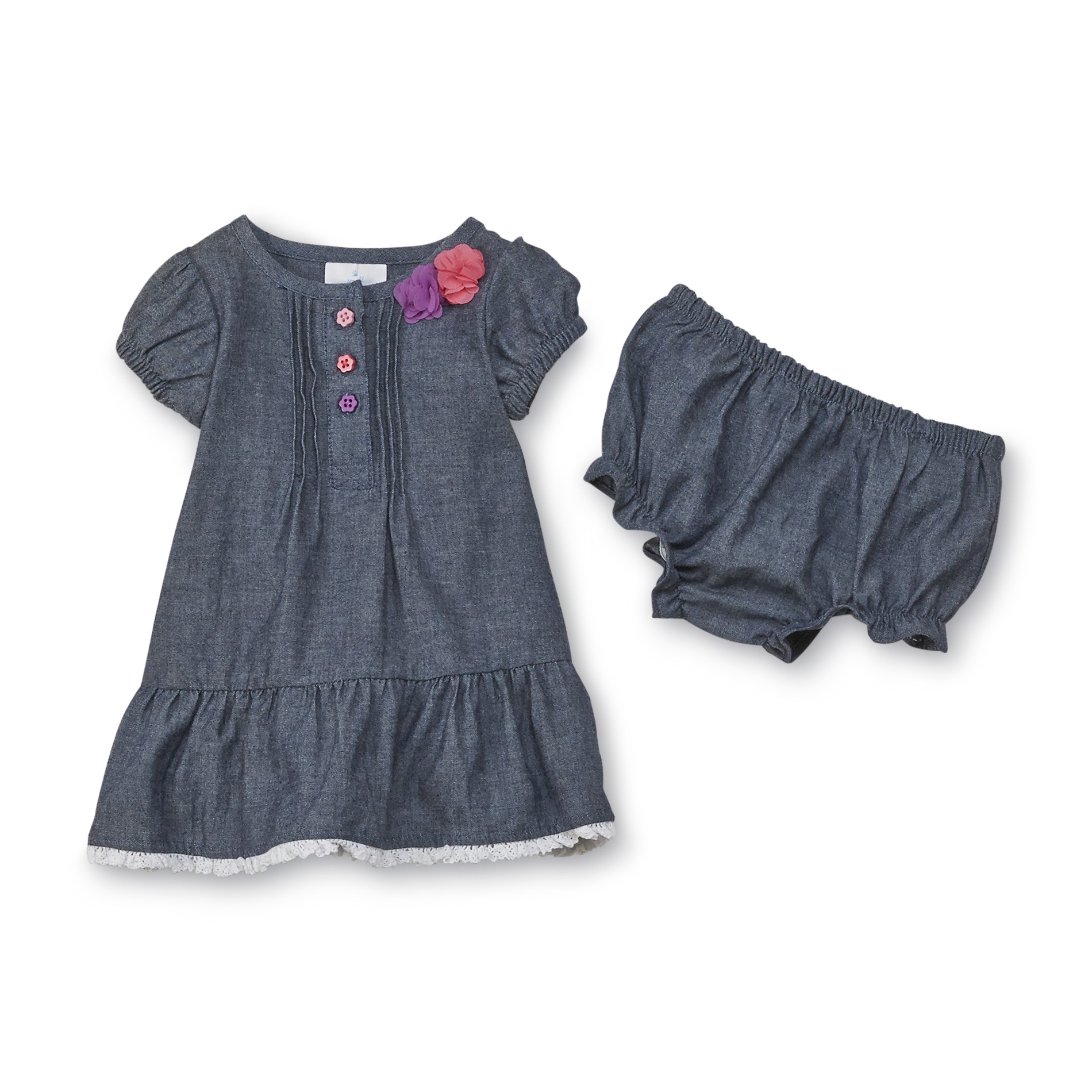 Small Wonders Newborn Girl's Chambray Dress & Diaper Cover