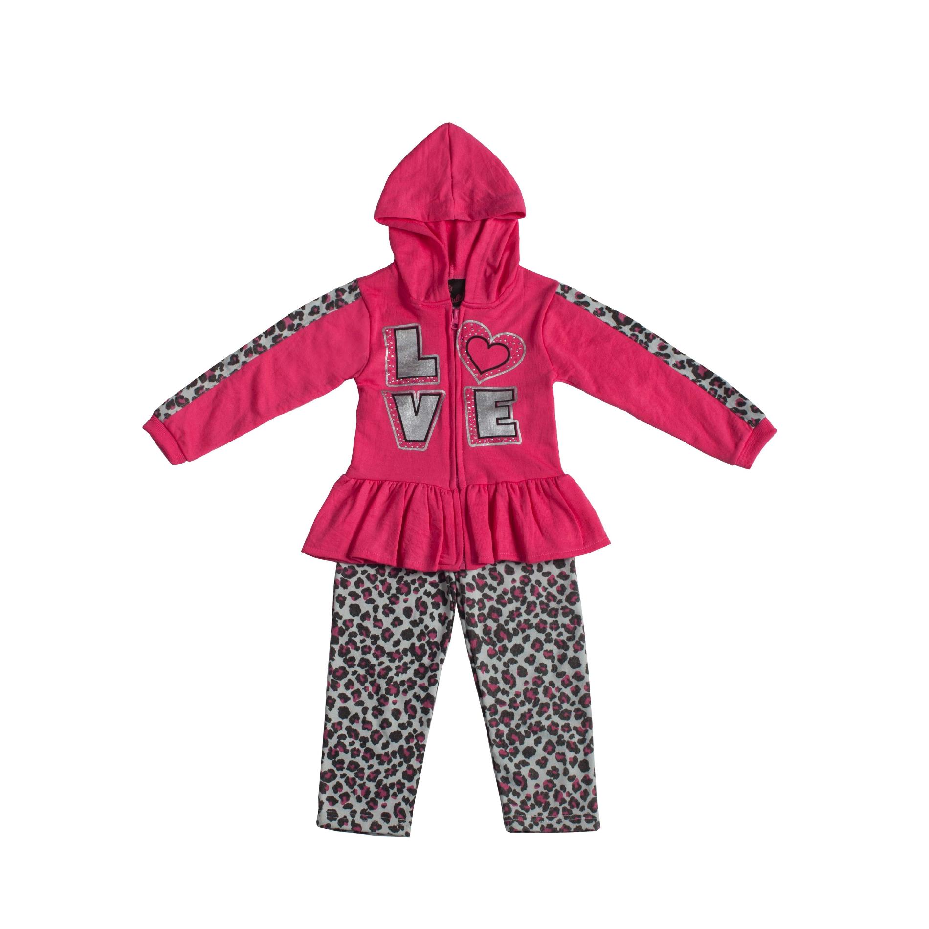 Little Lass Infant & Toddler Girl's Hoodie Jacket & Pants - Love